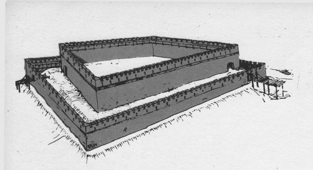 1362 m. Kauno pilies rekonstrukcinis piešinys paskiausių tyrimų duomenimis