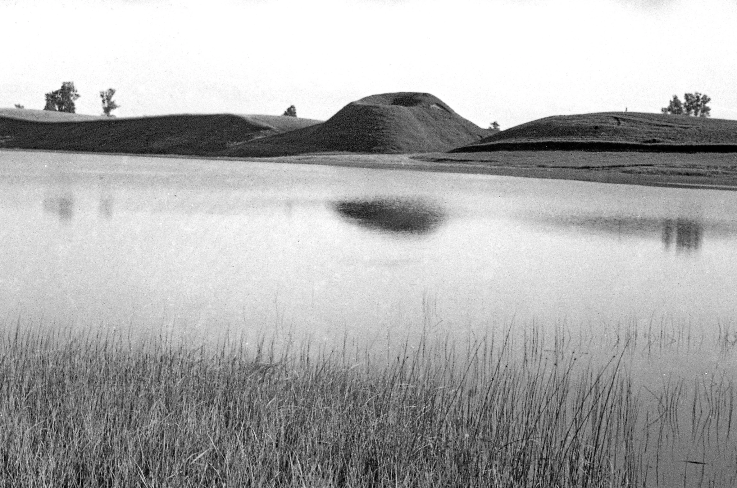 Dukurnonių piliakalnis (Prienų r.), žvelgiant iš už Surmiaus ežero. 