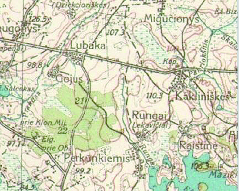 Miškas Gojus žemėlapyje